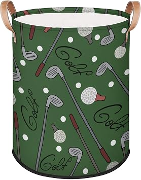 Large Laundry Basket With Handles - Foldable Laundry Hamper Clothes Basket Home Decor Collapsible Round Storage Bin Toy Organizer Bins for Nursery Dorms Bedroom Bathroom(Golf Balls Sports)