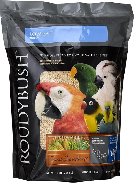 RoudyBush Low Fat Bird Food, Nibles Pellets, 10 lb