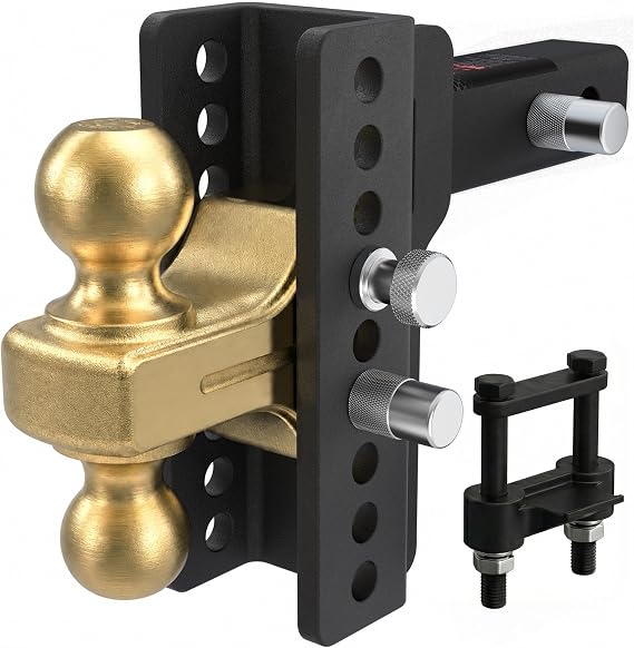 TYT Adjustable Truck Trailer Hitch for 2 inch Receiver, 6" Drop/Rise Tow Hitch with Dual Balls (2" & 2-5/16"), 14,000 lbs GTW, 1,400 lbs TW, Includes Two Pin Locks & Hitch Tightener