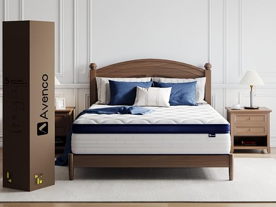 Avenco Queen Mattress, Hybrid Queen Size Mattress in a Box, 14 Inch Queen Size Mattresses with Comfort Foam and Pocket Coils for Pressure Relief Motion Isolation