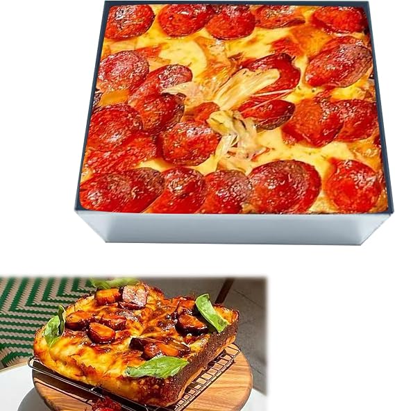Detroit Style Pizza Pan 9 Inch: Commercial-Grade Non Stick Aluminum Pizza Baking Pan, Hard Anodized Deep Dish Pizza Pan, Pre-Seasoned Bakeware Kitchenware, Rectangle Cake Pan (Silver, 99in)
