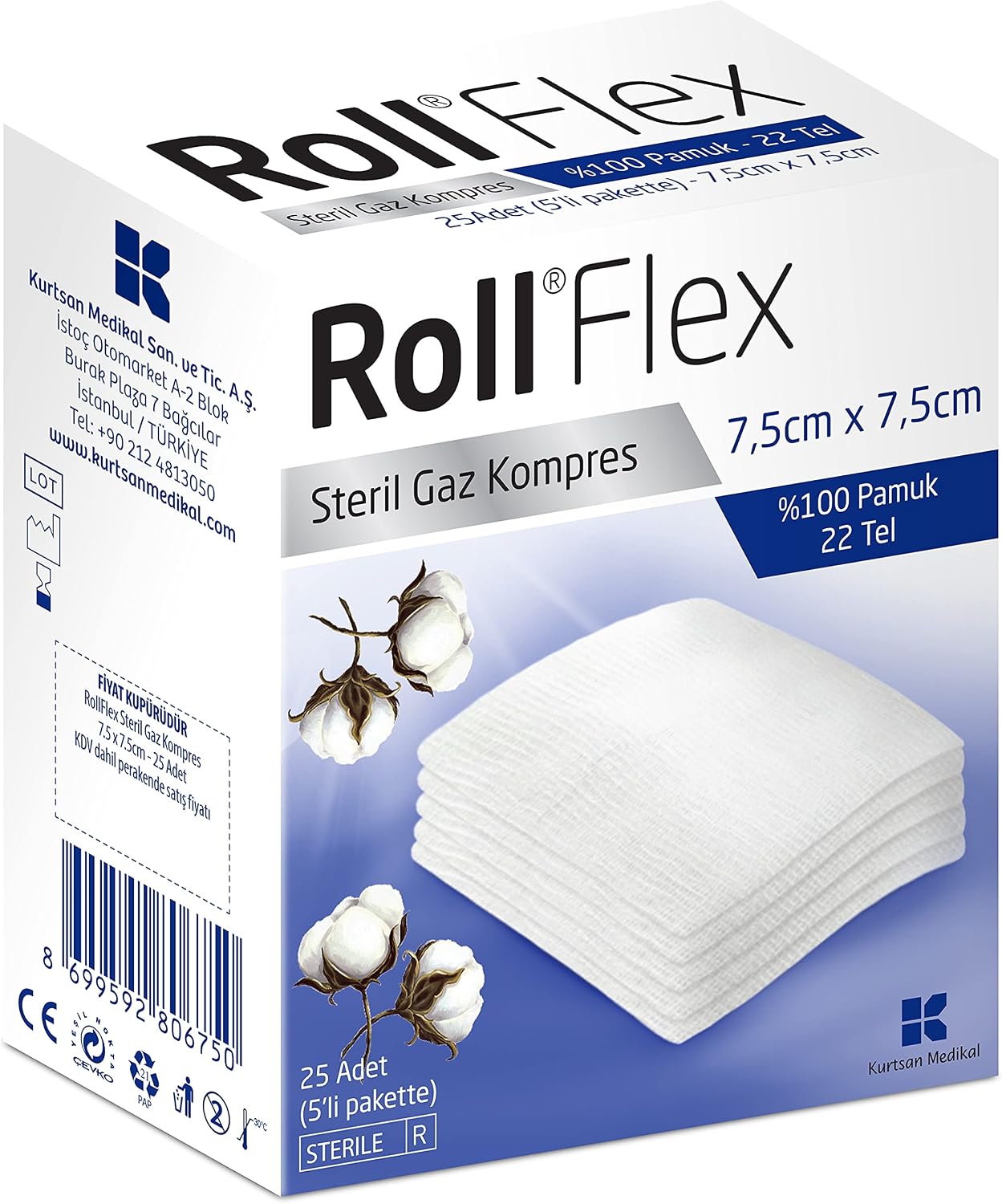 Roll 131405 Flex Gas Compress 7.5cm x 7.5cm 25 Li
