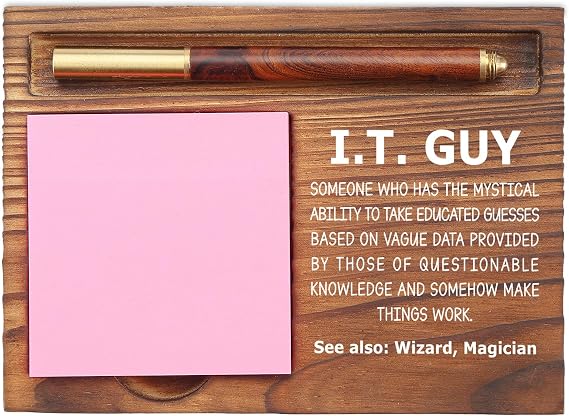 Funny IT Guy Sticky Note Holder, Tech Support Appreciation Gift, Geeky Desk Organizer for IT Professionals, Programmers, Self-Stick Note Pad Holders EDP122