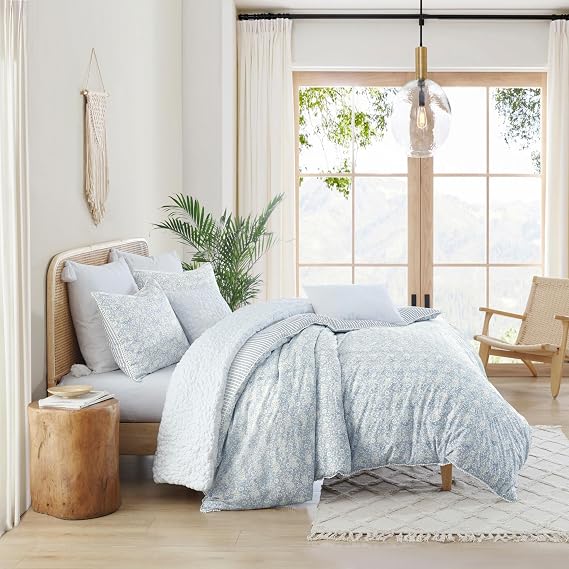 Peri Home Ikat Eyelet Cotton Duvet Cover & Sham Set King Blue 3-Piece