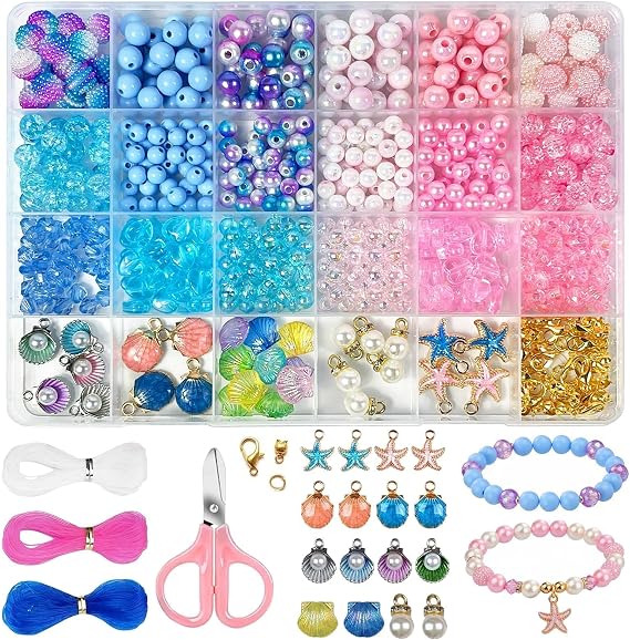 Redamancy 625 Pcs Bracelet Making Kit, 24 Colors Beads for Bracelet Making, Glass Beads for Jewelry Making, Jewellery Making Kit, Beads for Crafting, Bracelet Beads, Glass Beads for Bracelet Making