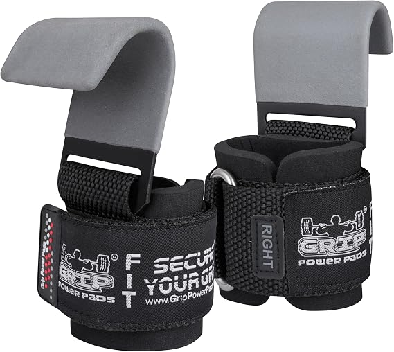 Weight Lifting Rod Hooks Heavy Duty Wrist Wraps Power Weight Lifting Training Gym Grips Straps Set of 2