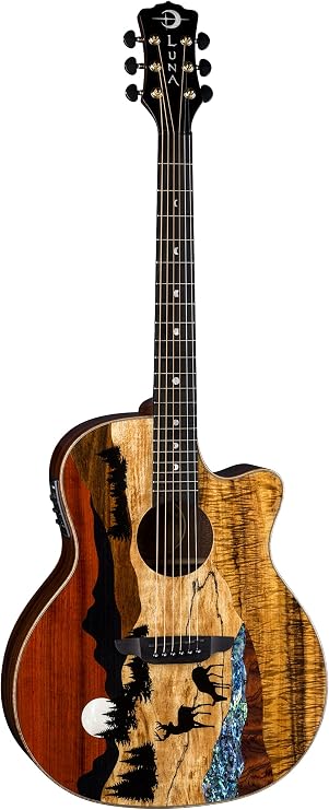 Luna VISTA DEER Tropical Wood Acoustic-Electric Guitar With Case