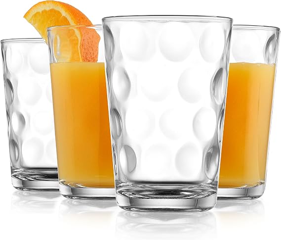Home Essentials Juice Glasses Set Of 4 Water Tumbler Glasses Cups 7 oz Uses for Juice, Water, Cocktails, and more Beverages. Dishwasher safe...