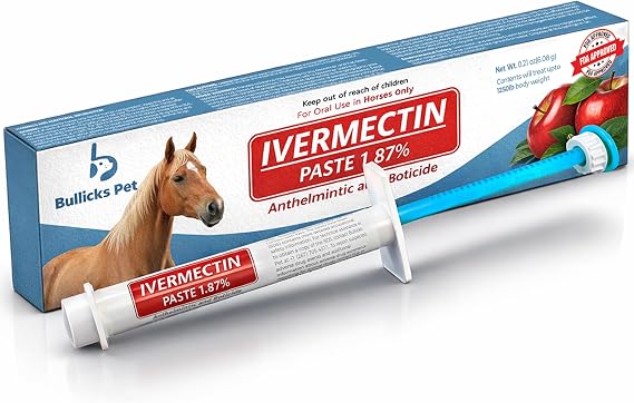 Ivermectin Horse Paste 1.87% Dewormer Apple Flavored Anthelmintic, Broad-Spectrum Parasite Control for Horses up to 1,250 lbs