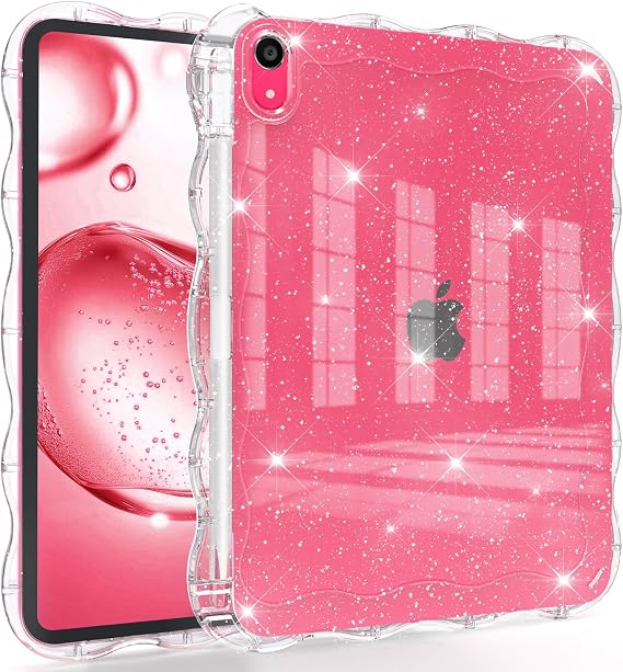 iPad A16 11th Generation 2025 11 Inch / 10th Gen 2022 10.9 Inch Case Wave-Border Soft TPU+Hard PC Anti-Scratch Ultra Slim Protective Tablet Cover Shockproof Glitter