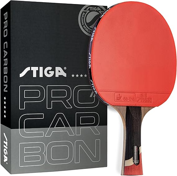 STIGA Pro Carbon  Raptor Performance-Level Table Tennis Rackets with Carbon Technology for Tournament Play - 7-ply Blade with Flared Handles - 2mm Sponge for Enhanced Control and Speed