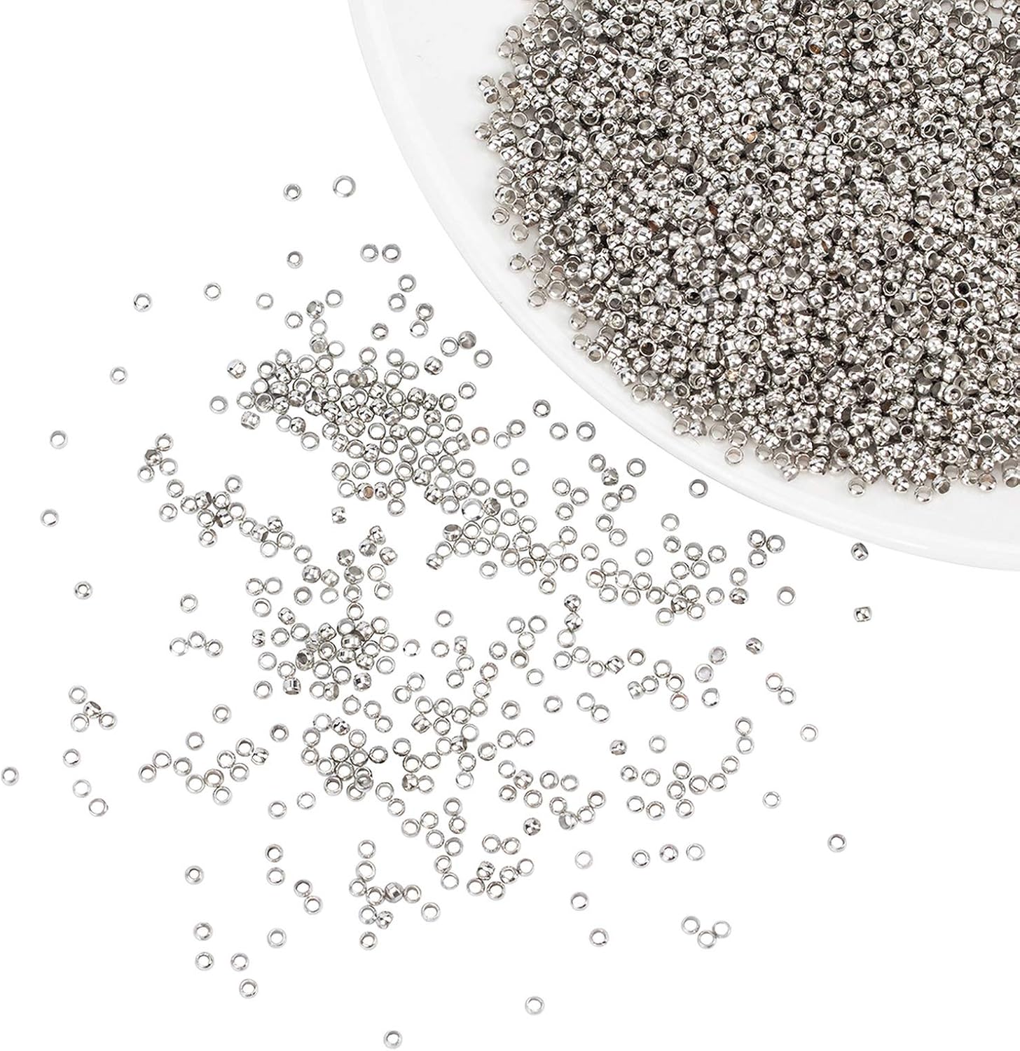 ARRICRAFT 1000pcs 2.5x1.5mm Stainless Steel Crimp Beads Rondelle Round Loose Beads Jewelry Making Findings for Bracelet Necklace
