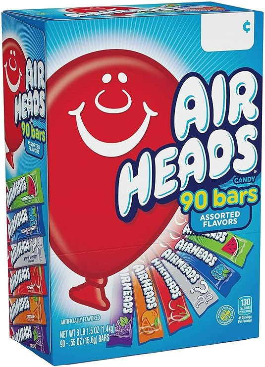 Airheads Bars, Chewy Fruit Candy, Easter Basket Stuffers, Variety Pack, Party, Non Melting, 90Count (Packaging May Vary) (2 Pack(90 Count))