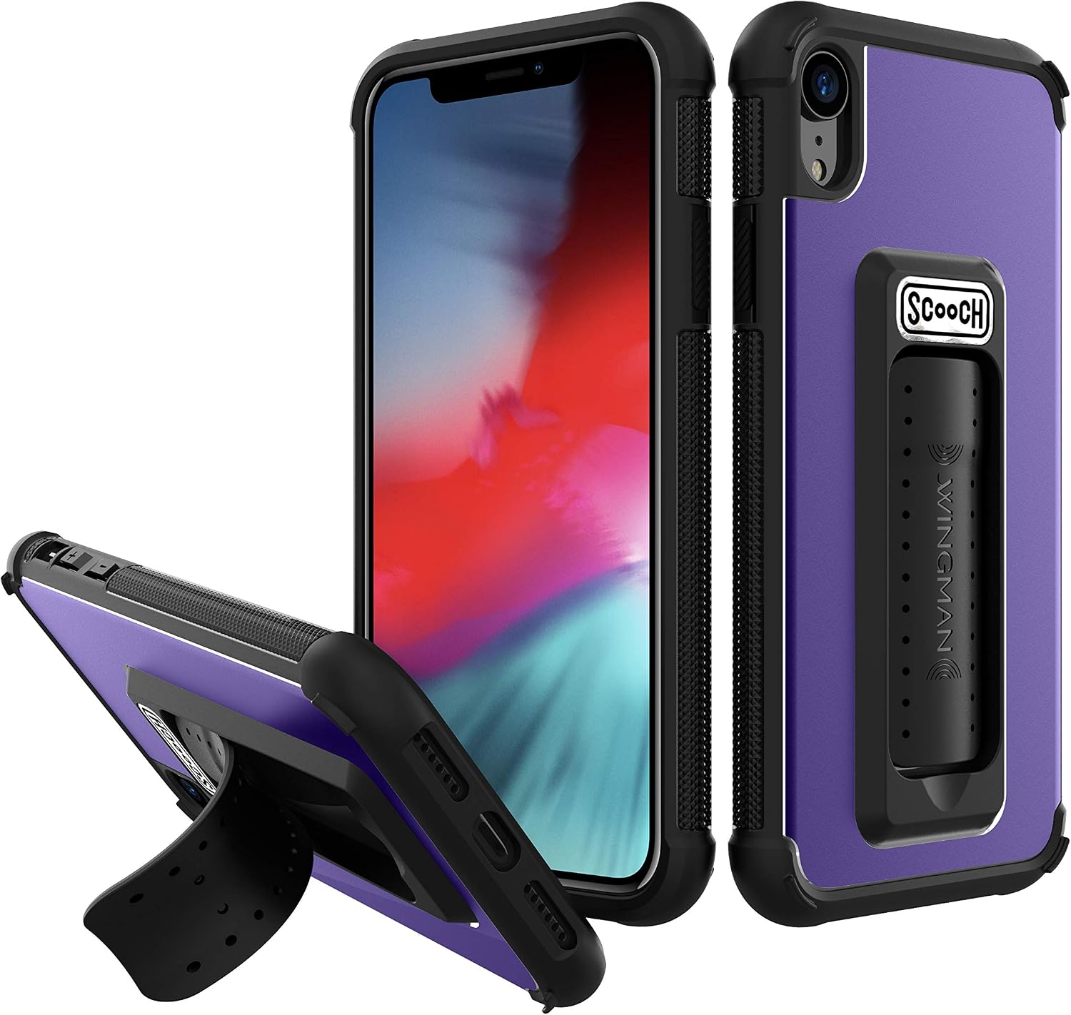 Scooch Wingman Kickstand Case for iPhone XR Case [10 ft Drop Protection] [Two-Way Stand] Protective Phone Cover, Compatible with Magnetic Car Mounts Electric Violet