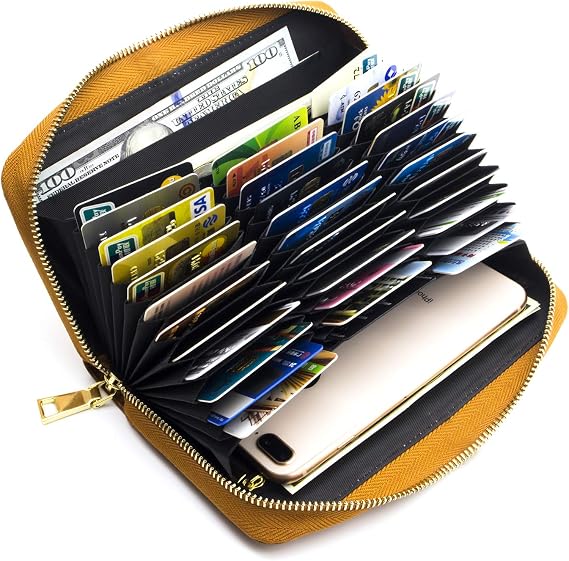 ANDOILT Genuine Leather RFID Wallet for Women and Men with 36 Card Slots | Oil-waxed leather organizer with 36 card slots, 2 bill layers and 2 large compartments for phones, cash and small items