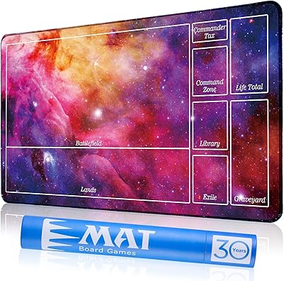 Starry Playmat for MTG Magic The Gathering - Stitched Field Rules Zones Play Mat with Free Tube Case for MTG Card Game Playing for BeginnerPurple