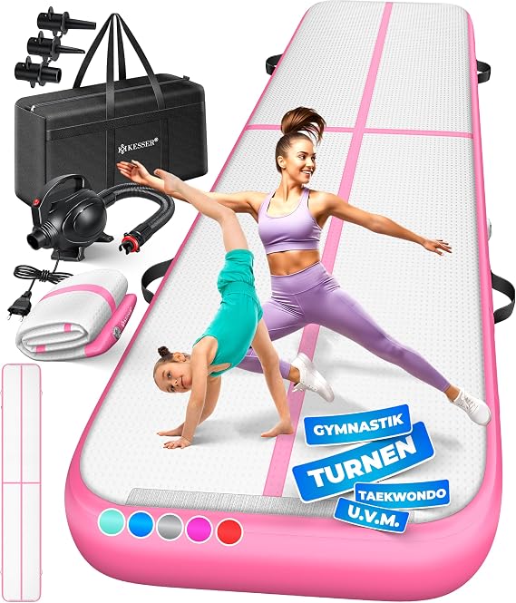 KESSER Gym Mat Inflatable Airtrack Fitness Mat Gymnastics Mat Includes Carry Bag & Electric Air Pump Yoga Mat Tumbling Mats Training Mat