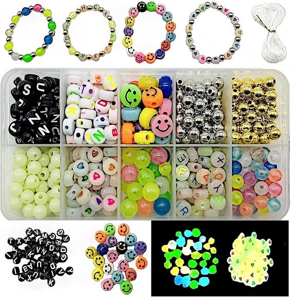 BOLAIHUI Glowing Kids' Jewelry Making Kits-Bracelet Kit for Girls, Friendship Bracelet Beads Luminous Mixed Toddlers Kids, Kids Art &Craft Box DIY Necklace