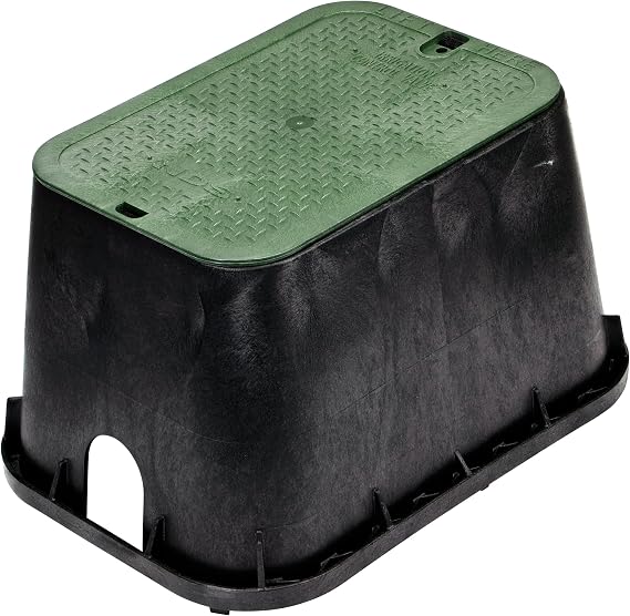NDS 113BC* 10 in. Round Valve Box and Cover, 10 in. Height, Irrigation Control Valve Lettering, Black Box, Green Overlapping Cover, Black/Green