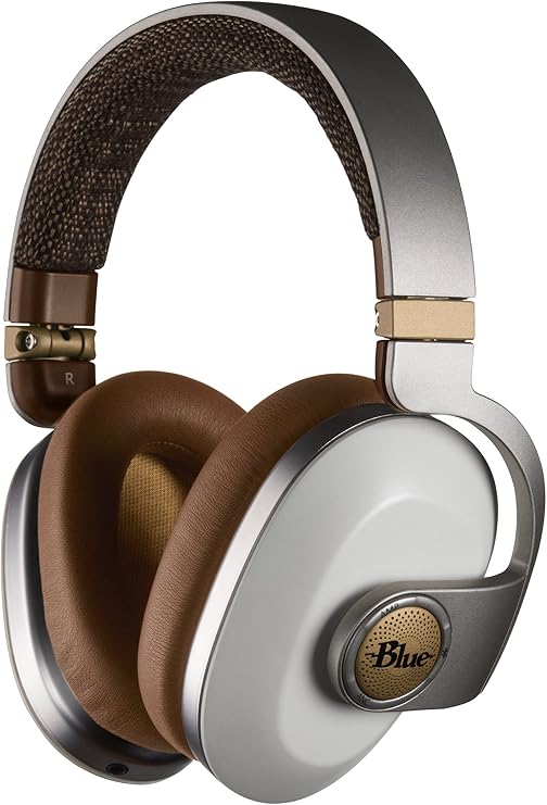 Blue Satellite Premium Wireless Noise-Cancelling Headphones with Audiophile Amp (White)