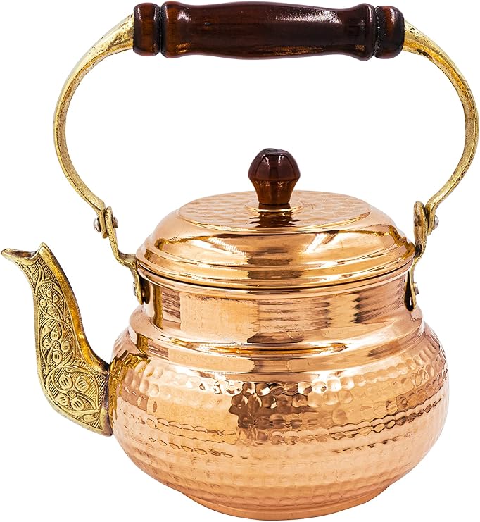 Copper Teapot, Italian Style Copper Tea Pot, Copper Tea Kettle, Vintage Tea Kettle, Copper Brass Kettle, Handmade Copper Kettle (Bright)
