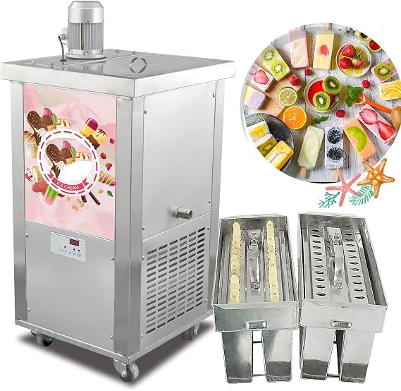 Commercial 2 Slim molds Ice Popsicle Machine Ice pops Machine, Ice Cream Popsicle Maker, ice Bars Machine- 26 PCS Popsicle Stick/Set-123ML/each Popsicle