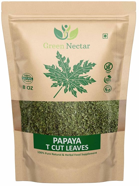 Papaya Leaf Tea 8 Oz(Crushed, Dried, 8 OZ), Dried from Fresh Green Leaves, 100% Loose Leaves (1)