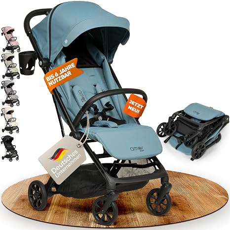 Travel Buggy [One-Handed Folding System] Lightweight Pushchair Buggy Small Foldable Buggy for Travel, Compact for Car & Holiday Adjustable Seat Pushchair Baby Stroller AMOR BABY