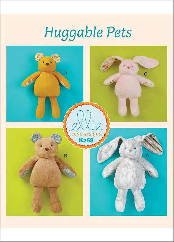 KWIK-SEW PATTERNS Kwik Baby's Stuffed Animal Toy Sewing Patterns by Ellie Mage Designs, Two Sizes