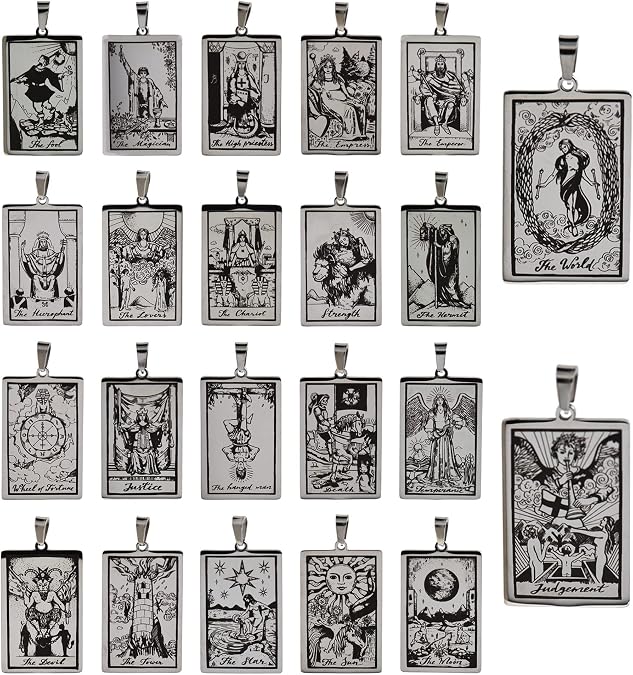Stainless Steel Tarot Card Necklace Pendant,Dainty Tarot Jewelry Charms,DIY Original Jewelry Accessories 24x46mm