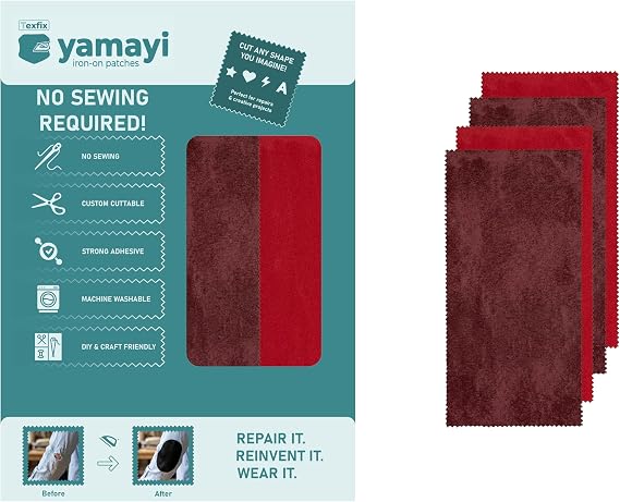 Texfix Yamayi, Ütü ile Yapışan Yama, Yapışkanlı Yama, 4 adet 28 cm x 15 cm, Yıkamaya Dayanıklı, Dikiş Gerektirmez (Suede-3)
