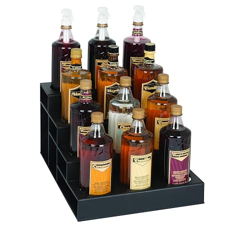 Dispense-Rite CTBH-12BT Twelve Section Countertop Bottle Holder, Black Polystyrene