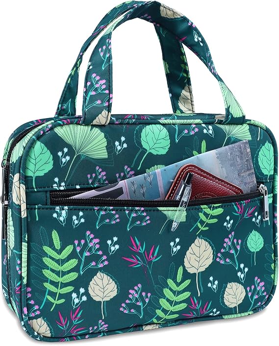 Bible Covers Case for Women, Green Canvas Bible Bag with Pockets and Zipper for Standard and Large Size Bible (Green Garden)