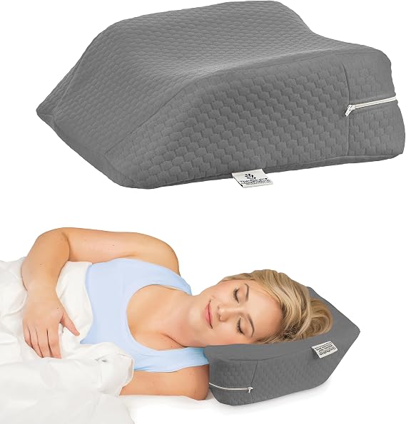 Therapeutica Cervical Orthopedic Foam Travel Pillow - Neck Support Pillow for Side & Back Sleepers - Ergonomic Pillow for Neck Support, Relief, Spinal Alignment Petite Size, Gray