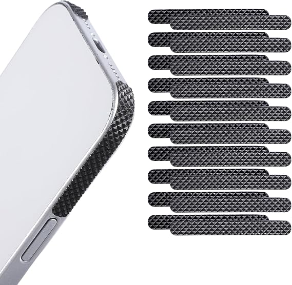 20 PCS Cell Phone Grip Tape, Black Non Slip Side Sticker Adhesive Grippy Bumper Frame Rubber Stickers for Phone Case Tablet Computer