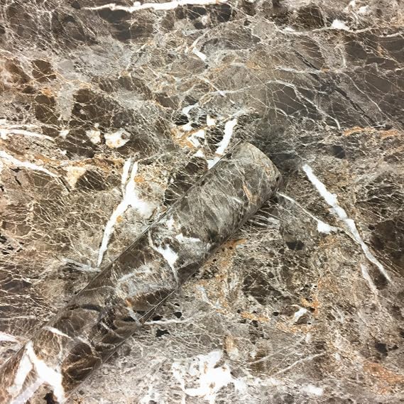 Dark Brown Granite Look Marble Gloss Film Vinyl Self Adhesive Counter Top Peel and Stick Wall Decal 15.7''x79''