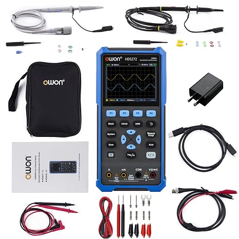70MHz Bandwidth Oscilloscope, OWON HDS272 Dual Channel Oscillograph | Digital Multimeter Tester for Auto Measurement Educational Laboratory Testing OWON HDS272/70MHz/2CH