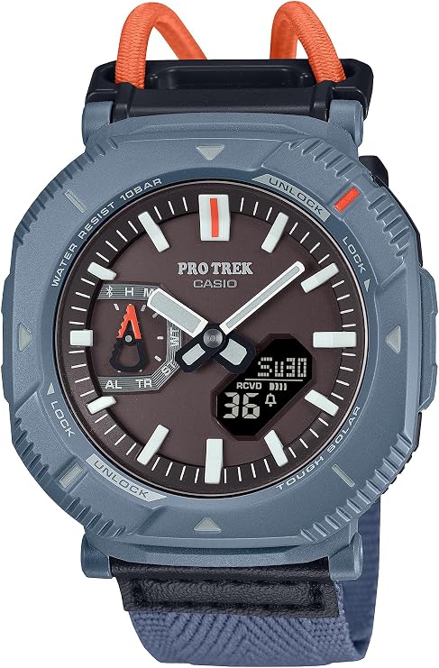 Casio PRJ-B001B Series | Pro Trek | Tough Solar | (Black/Blue) | Environmentally Friendly Bio Resin | Digital Bluetooth Watch, Black, Modern