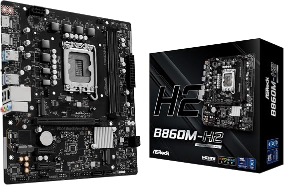 ASRock B860M H2 DDR5 up to 8333+ (OC) MHz 128GB M.2 B860 LGA1851 Micro ATX Motherboard Intel Core Ultra (Series 2) BIOS Flashback SATA3 6.0 Gb/s