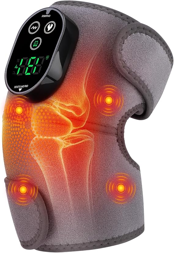 Cordless Knee Heating Pad, Heated Knee Massager with Heat Vibration