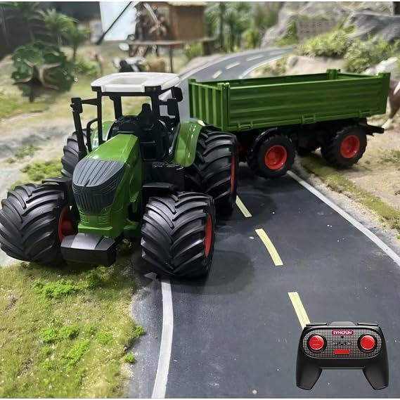 Oyuncak 2.4GHz Uzaktan Kumandalı 1:24 Ölçek Şarjlı Rc Römorklu Traktör - Kumandalı Çiftlik Traktörü (Römorklu)