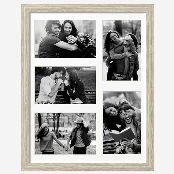 eletecpro 11x14 Collage Picture Frame Display 5 4x6 Photos with Mat or 11x14 Photo without Mat, Sturdy Frame and Acrylic Cover Multi Picture Frames Wall Decor, Beige