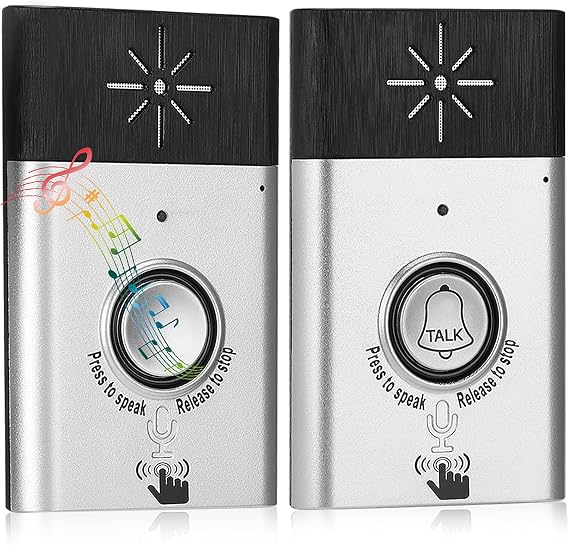 Wireless Voice Intercom Doorbell, 2-Way Intercom Door Bells Chimes, Smart HomeImprovement Security Electronic Home Security Access Control System(Silver)
