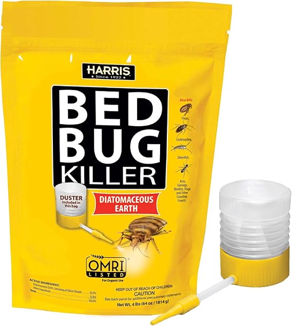 Harris Bed Bug Killer, Diatomaceous Earth (4lb with Duster Included Inside The Bag)