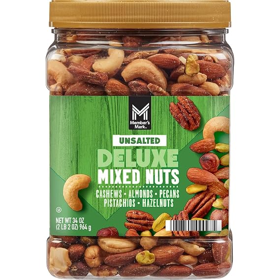 Members Mark Unsalted Premium Deluxe Mixed Nuts, 34 oz
