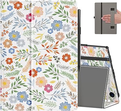 COOWPS Case for All-New Amazon Fire HD 10 Tablet 13th11th Generation, 20232021 Release 10.1 - Slim Folding Stand Cover with Auto WakeSleep, Hand Strap & Stylus Pen Holder, Spring Bloom