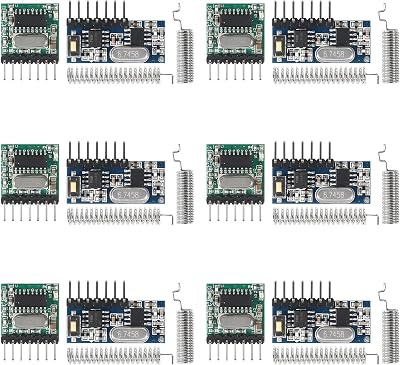 6pcs 433mhz Wireless RF Transmitter and Receiver Wireless 4 Channel Output Link Kit with 1527 Learning Code for Remote Control