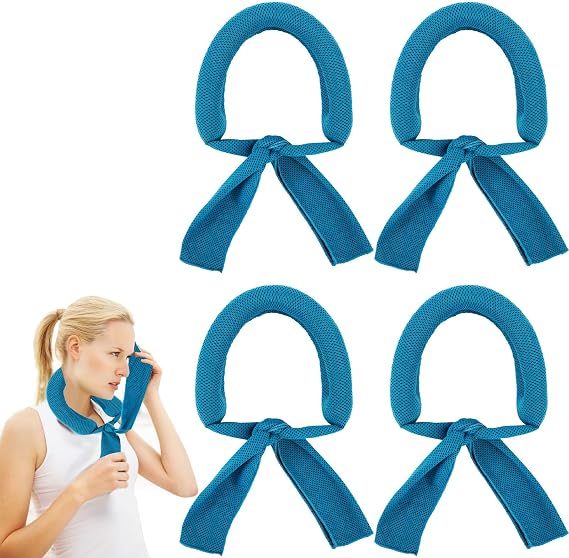 4 Pack Cooling Neck Wraps, Cooling Towels for Neck and Face, Soft Breathable Gym Towels, Ice Towel for Hot Weather, Microfiber Towel for Sport, Work Out, Yoga, Running, Camping, Fitness