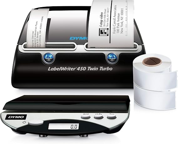 DYMO Label Printer & Digital Scale | LabelWriter Twin Turbo Direct Thermal Label Printer, All-Inclusive Mailing Solution, Great for Labeling, Filing, Shipping, Mailing, Barcodes, and More, Home & Office Organization