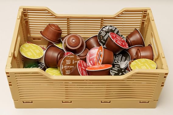 Katlanabilir Çok Amaçlı Taşıma Kasaları Saklama Kutusu, Plastik İstiflenebilir, Yatak Odası Ofis Banyo Tuvalet Malzemeleri Kozmetik için (SARI)